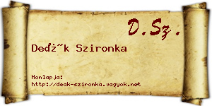 Deák Szironka névjegykártya
